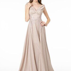 V-Neck Cap Sleeve A-Line Dress GSGL1817